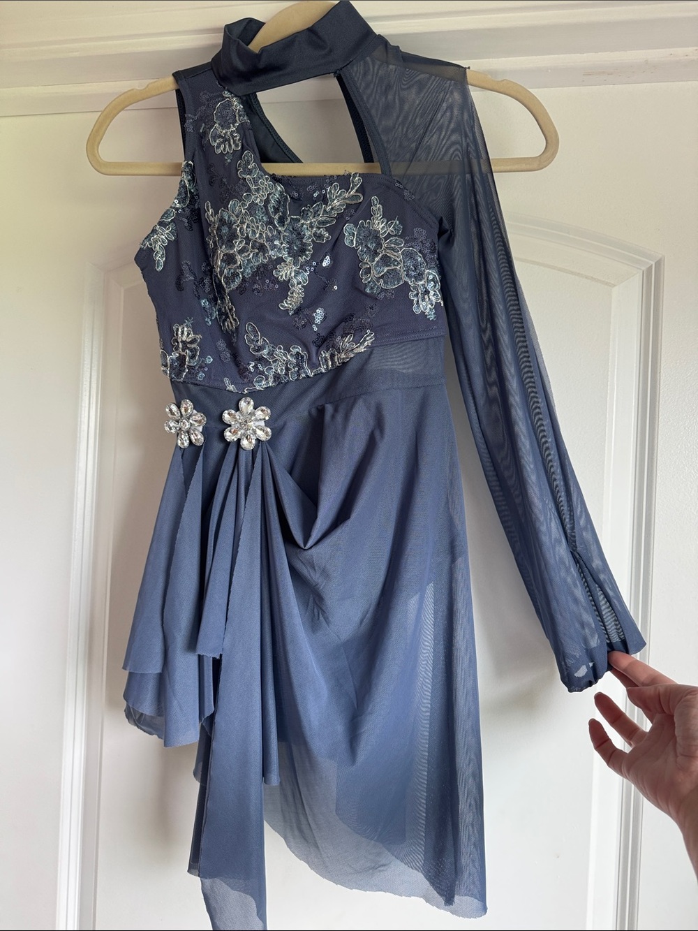 Weissman ballet or lyrical costume in a darker grayish/blue style 16219